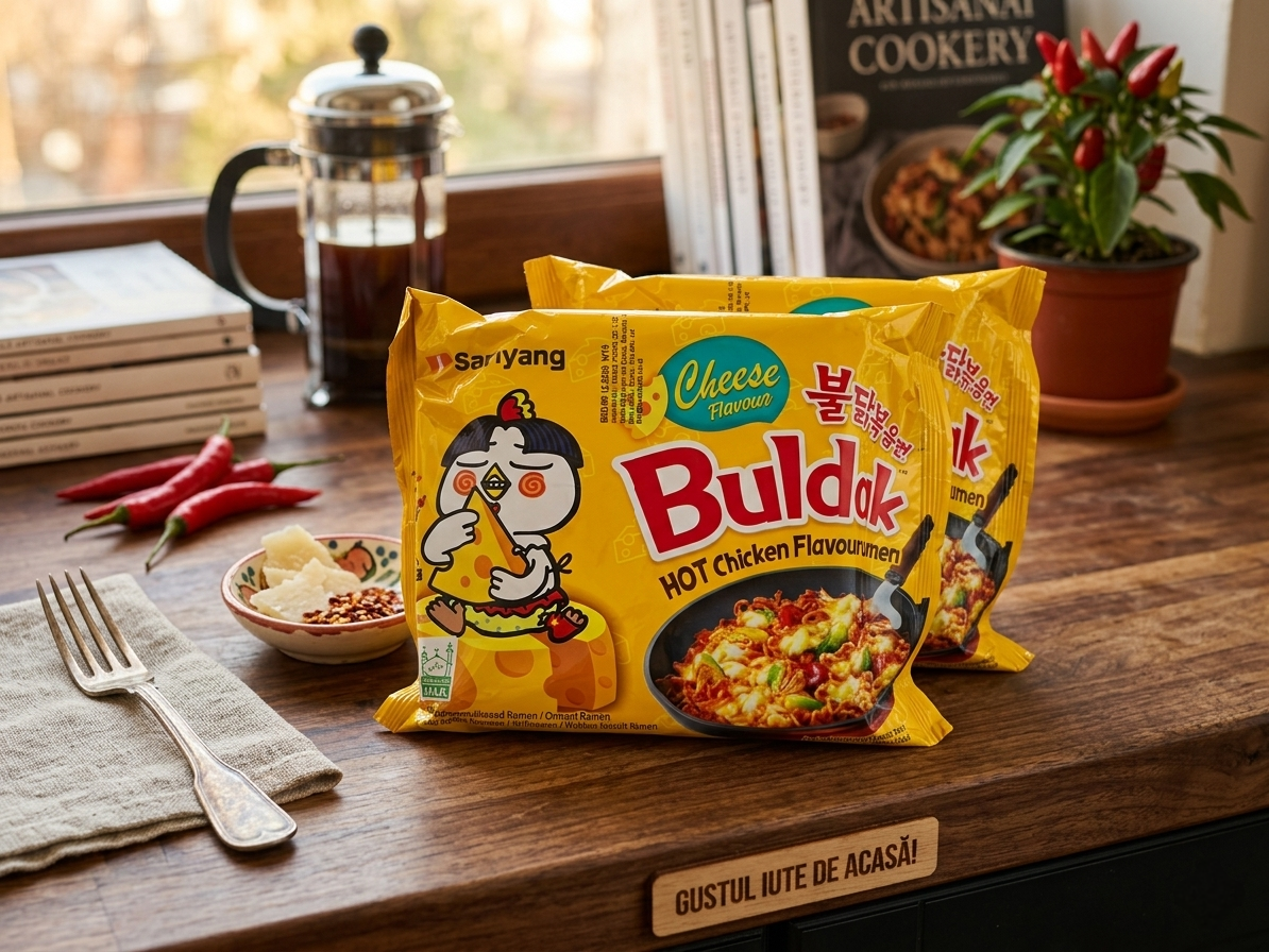 Samyang Buldak Cheese - Ramen Coreean cu Brânză Topită și Pui Picant