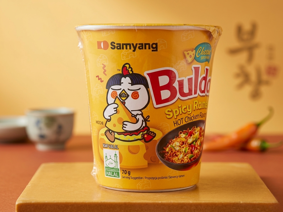 Samyang Buldak Cheese Cup - Ramen Coreean cu Brânză și Pui Picant