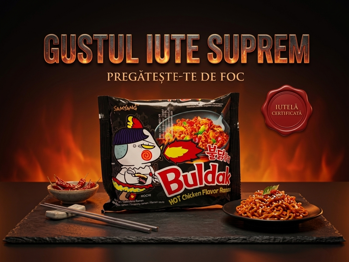 Samyang Buldak Hot Chicken Ramen - Noodles Coreene Extrem de Iuți