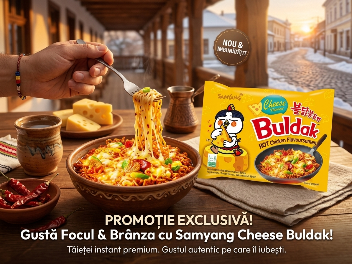Samyang Buldak Cheese - Ramen Coreean cu Brânză Topită și Pui Picant