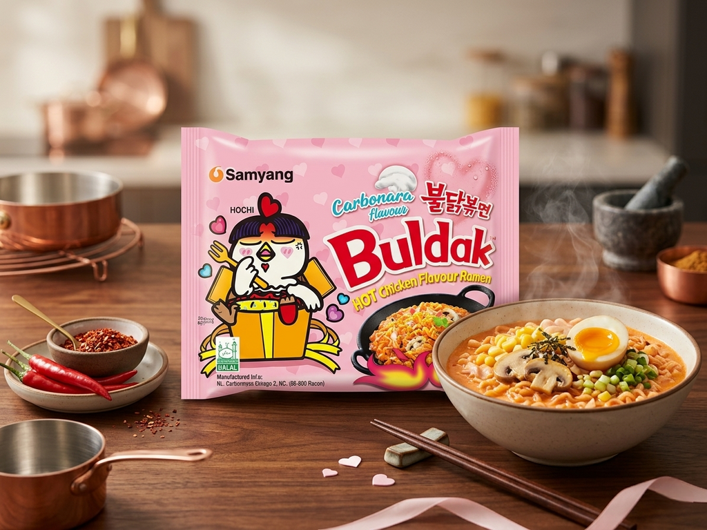 Samyang Buldak Carbonara - Ramen Coreean Cremos cu Pui Picant
